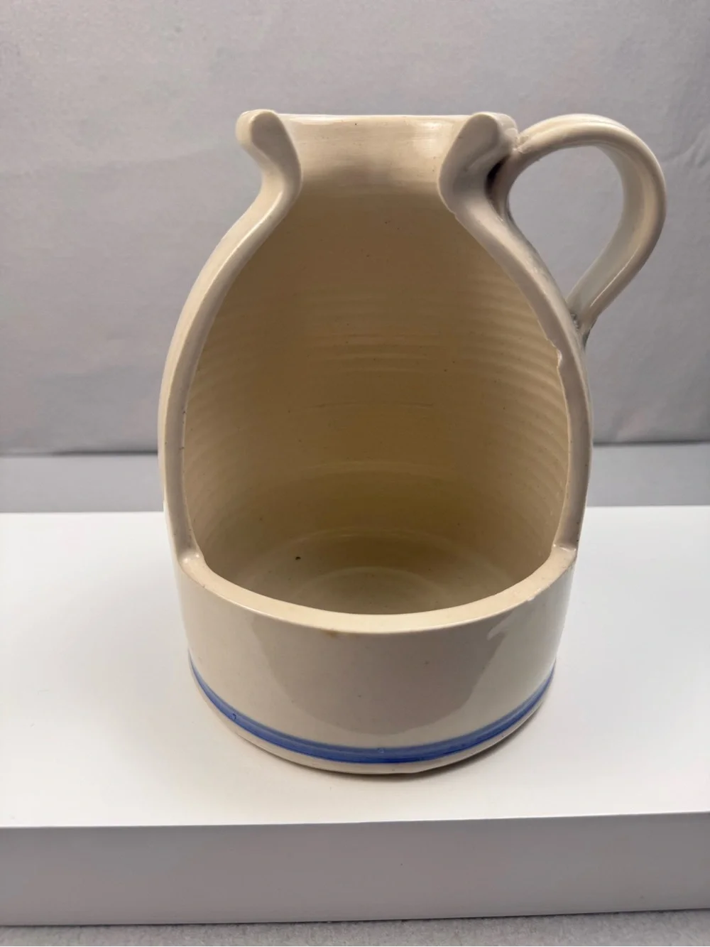 Hilltop pottery Hand-Painted Blue Berry Vine Ceramic Pitcher - Cream
